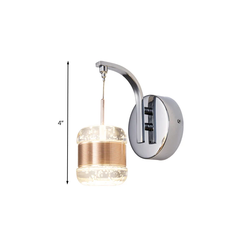 Traditionalisme Drum Wandmontage Lamp LED Bubble Crystal Wandkandelaar Verlichting goud voor slaapkamer Clearhalo