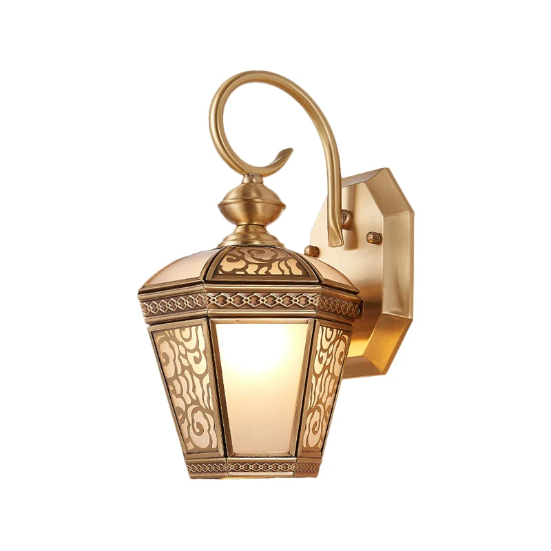 Traditionalisme Geometrische wandmontagelamp Enkele lamp Messing Metalen wandverlichtingsarmatuur voor balkon, 6"/7,5" bre...