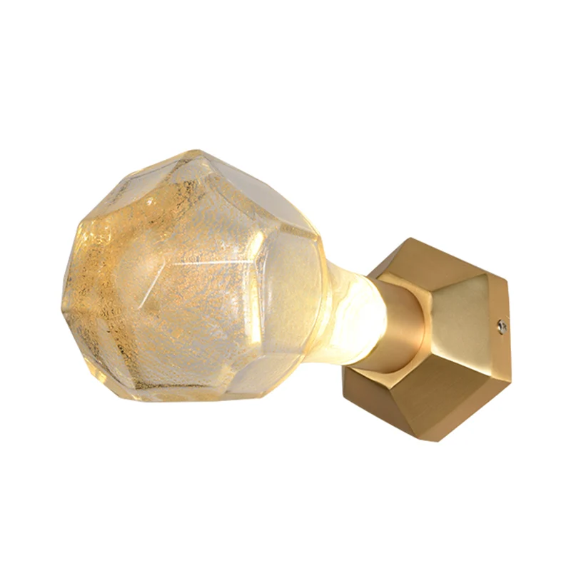 Traditionalisme Geometrische wandmontagelamp LED bubbelglas wandkandelaar goud voor restaurant Clearhalo