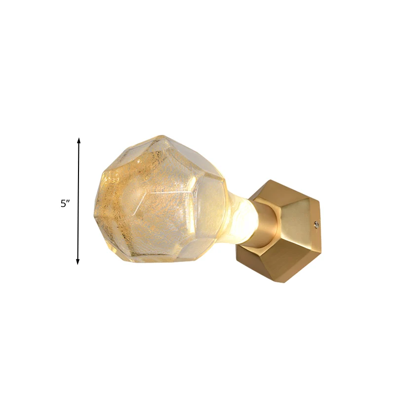 Traditionalisme Geometrische wandmontagelamp LED bubbelglas wandkandelaar goud voor restaurant Clearhalo