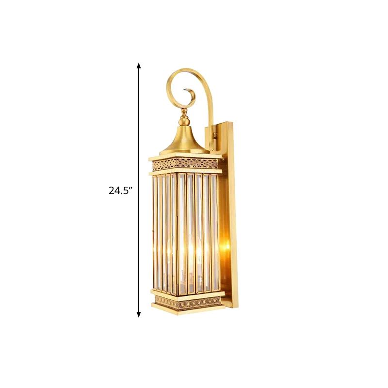 Traditioneel rechthoekig schanslicht 3-lamps metalen wandverlichtingsarmatuur goud voor slaapkamer Clearhalo