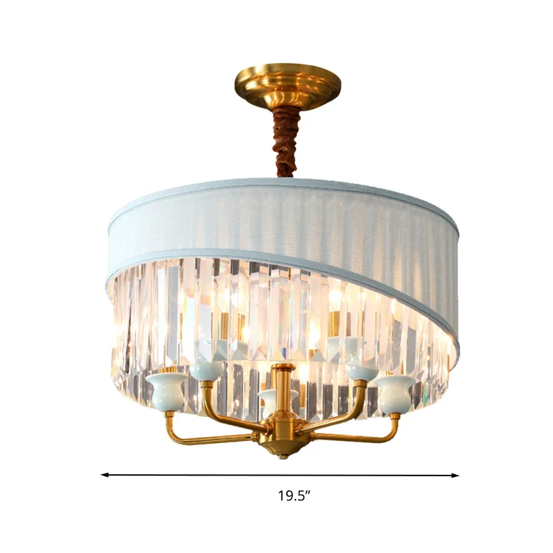 Traditionele 5-lampen kroonluchter verlichting cilinder plafond hanglamp met heldere kristallen kap Clearhalo