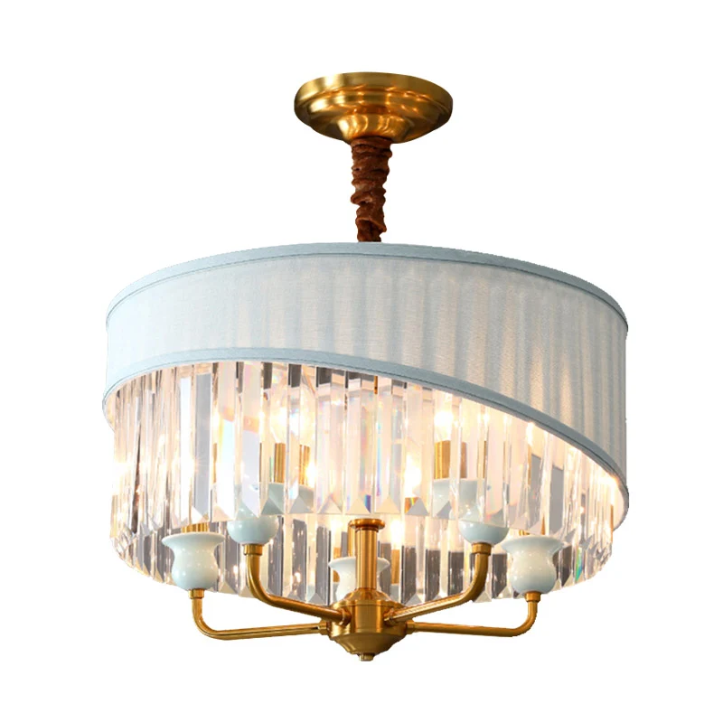 Traditionele 5-lampen kroonluchter verlichting cilinder plafond hanglamp met heldere kristallen kap Clearhalo