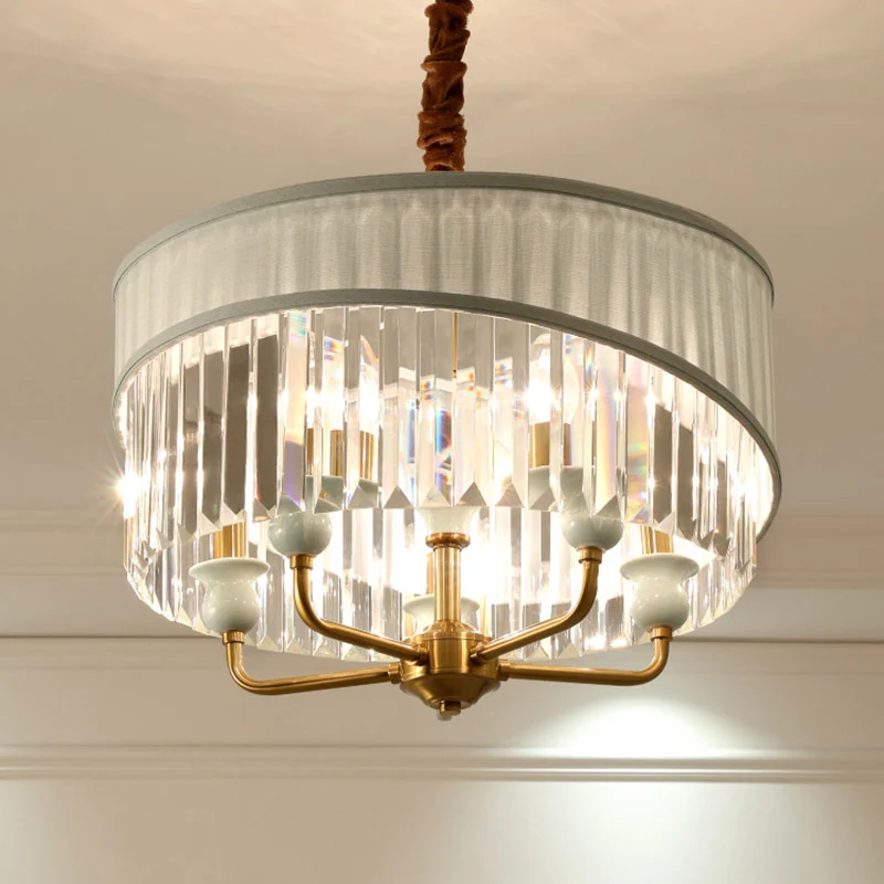 Traditionele 5-lampen kroonluchter verlichting cilinder plafond hanglamp met heldere kristallen kap Clearhalo