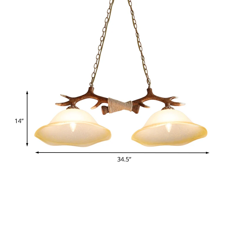 Traditionele belhangende hanglamp met 2 lampen van glaseiland bruin voor de slaapkamer Clearhalo