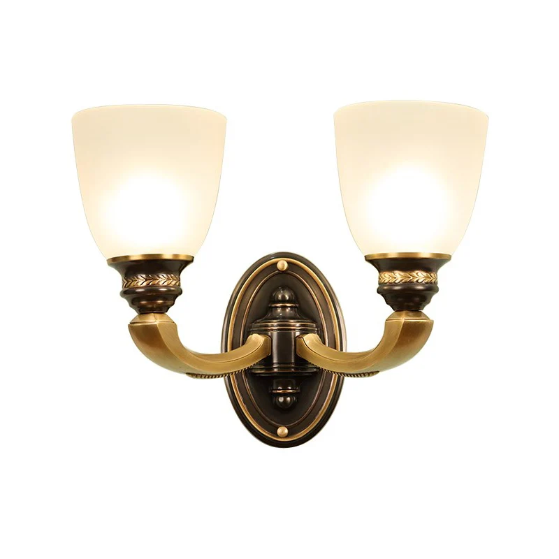 Traditionele Bell Shade wandmontagelamp handgeblazen glazen wandlamp messing Clearhalo