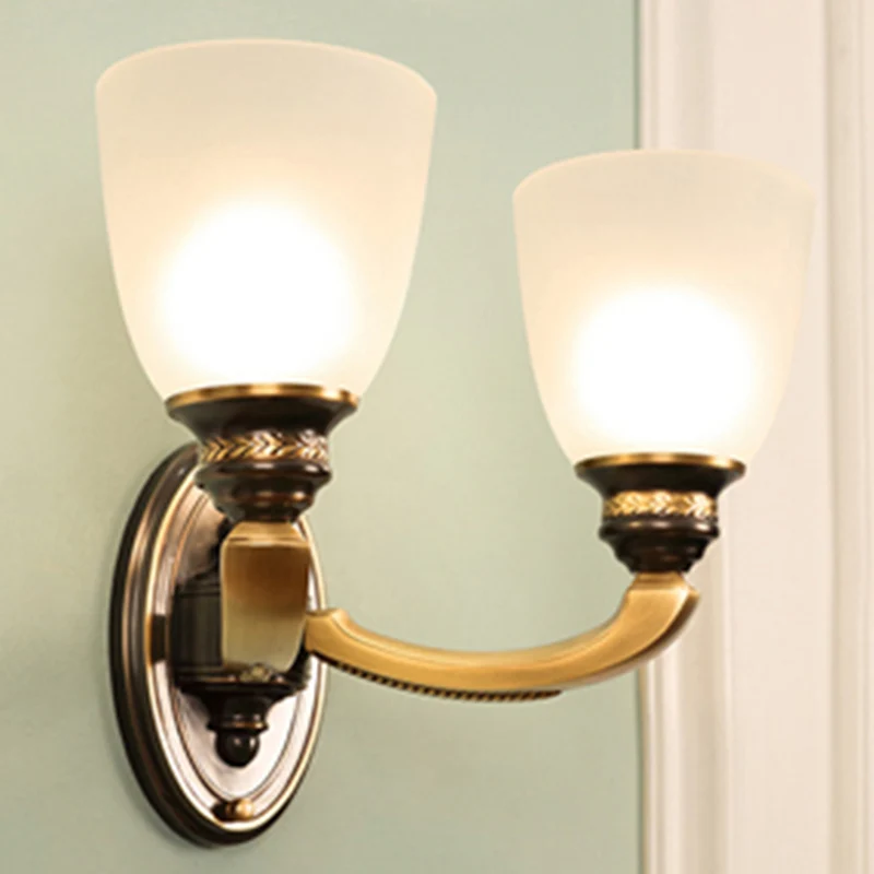 Traditionele Bell Shade wandmontagelamp handgeblazen glazen wandlamp messing Clearhalo