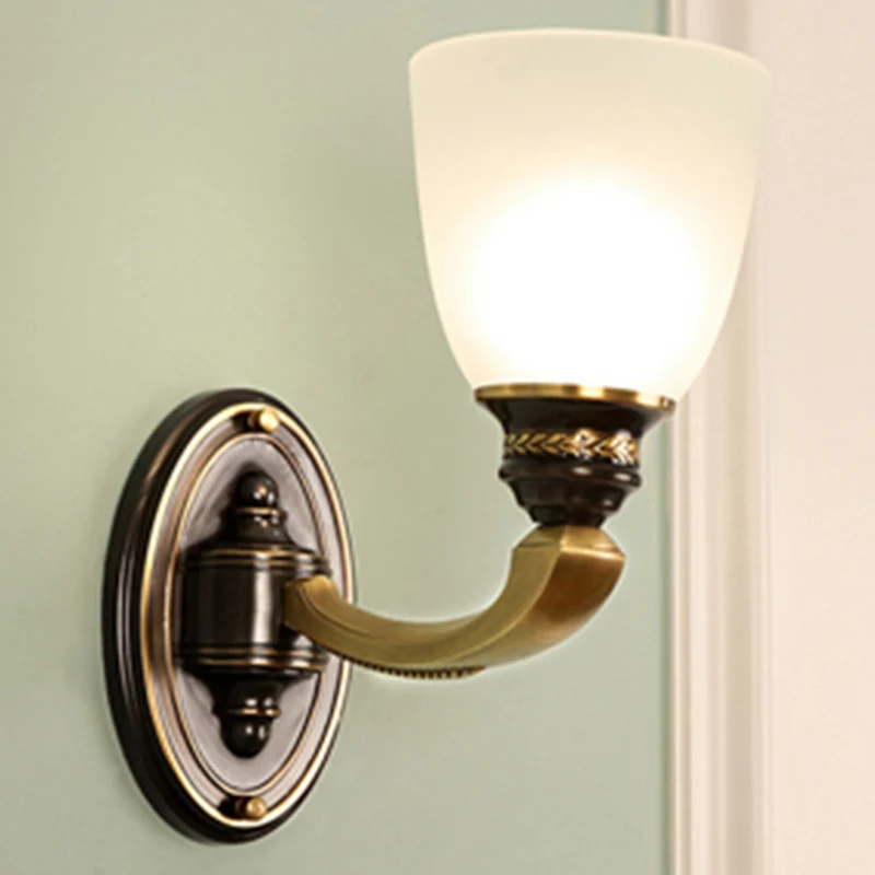 Traditionele Bell Shade wandmontagelamp handgeblazen glazen wandlamp messing Clearhalo