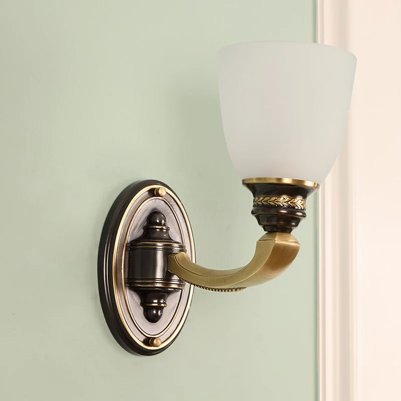 Traditionele Bell Shade wandmontagelamp handgeblazen glazen wandlamp messing Clearhalo