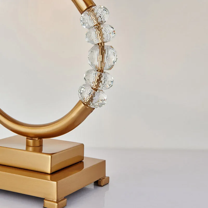 Traditionele cirkelvormige taakverlichting Metaal 1-lamps bureaulamp messing met zwarte trommelstof kap Clearhalo