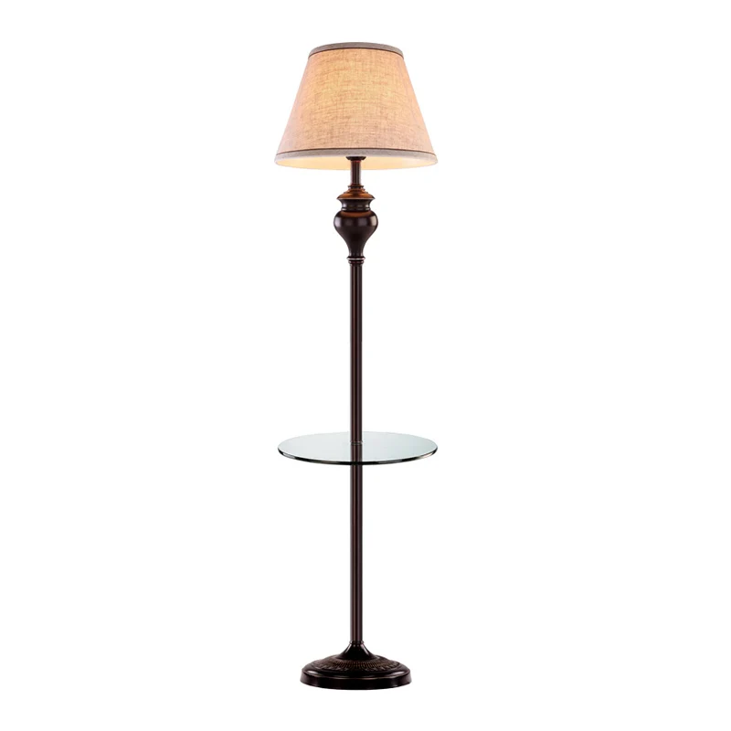 Traditionele conische vloertafellamp met 1 lamp, stoffen kap, staande vloerlamp abrikoos Clearhalo