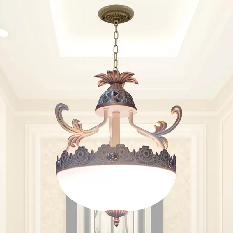 Traditionele Dome Hanglamp Armatuur 12 "/16"/19.5 "Breed 3 Hoofden Handgewerkte Witte Glazen kroonluchter Lamp Clearhalo