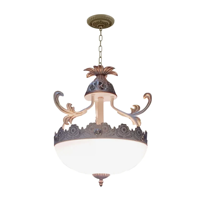 Traditionele Dome Hanglamp Armatuur 12 "/16"/19.5 "Breed 3 Hoofden Handgewerkte Witte Glazen kroonluchter Lamp Clearhalo