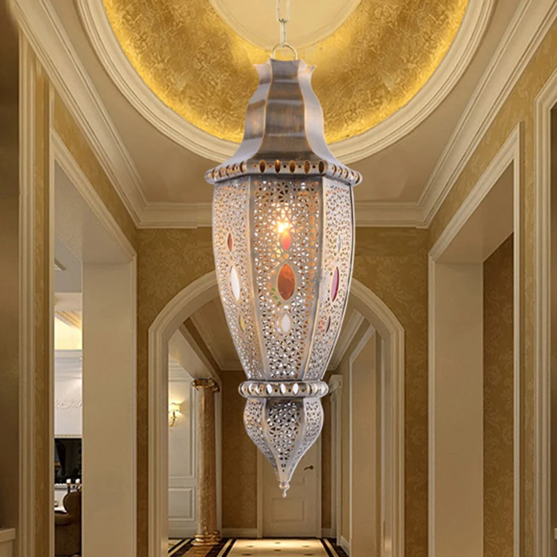 Traditionele druppelvormige plafondlamp van metaal met 1 lamp en hanglamp messing Clearhalo