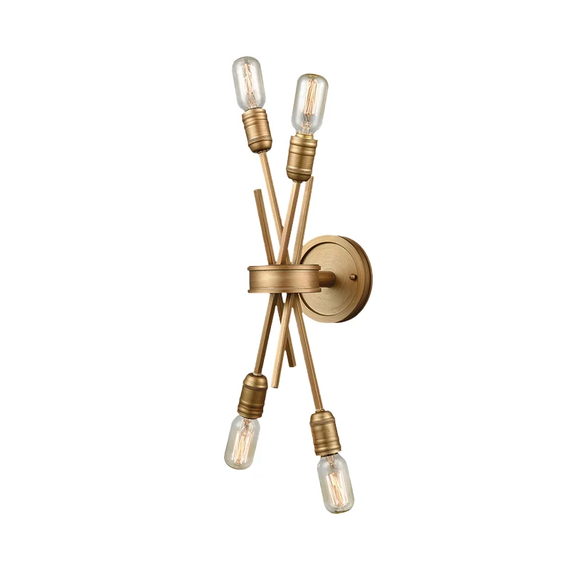 Traditionele gekruiste wandmontage verlichting metaal 4 koppen wandgemonteerde lamp zwart/messing voor eetkamer Clearhalo