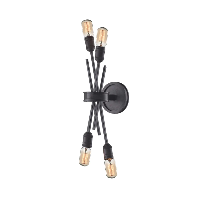 Traditionele gekruiste wandmontage verlichting metaal 4 koppen wandgemonteerde lamp zwart/messing voor eetkamer Clearhalo