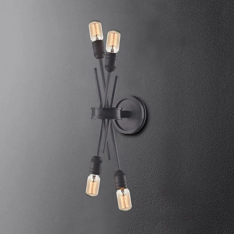 Traditionele gekruiste wandmontage verlichting metaal 4 koppen wandgemonteerde lamp zwart/messing voor eetkamer Clearhalo