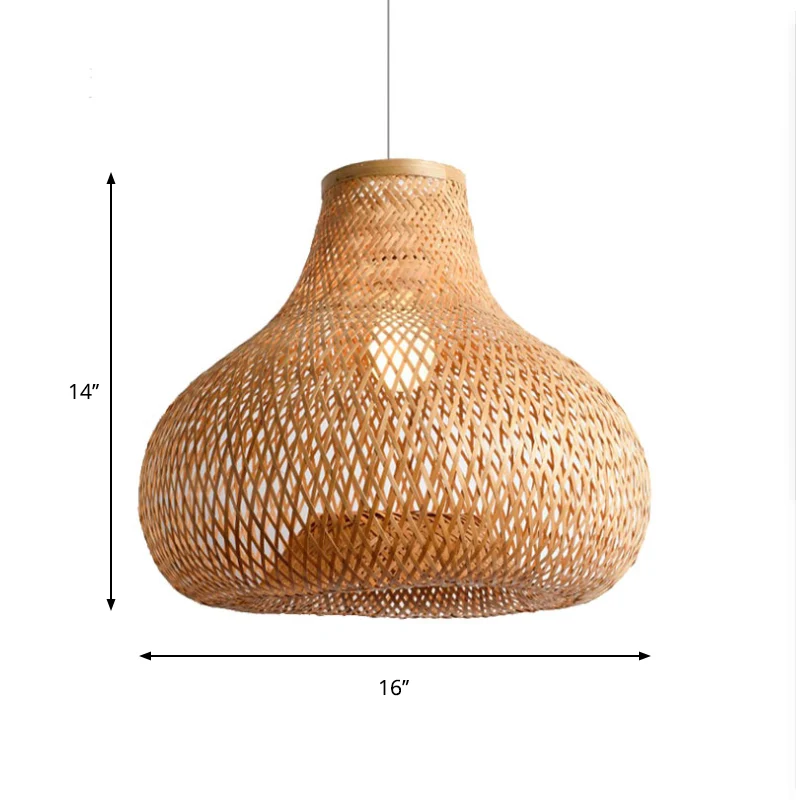 Traditionele hanglamp met 1 lamp, houten pot, hangende hanglamp met bamboe kap voor restaurant Clearhalo