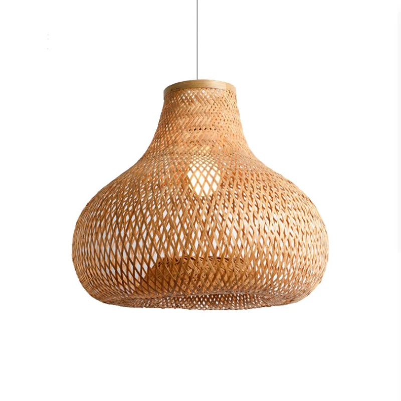Traditionele hanglamp met 1 lamp, houten pot, hangende hanglamp met bamboe kap voor restaurant Clearhalo