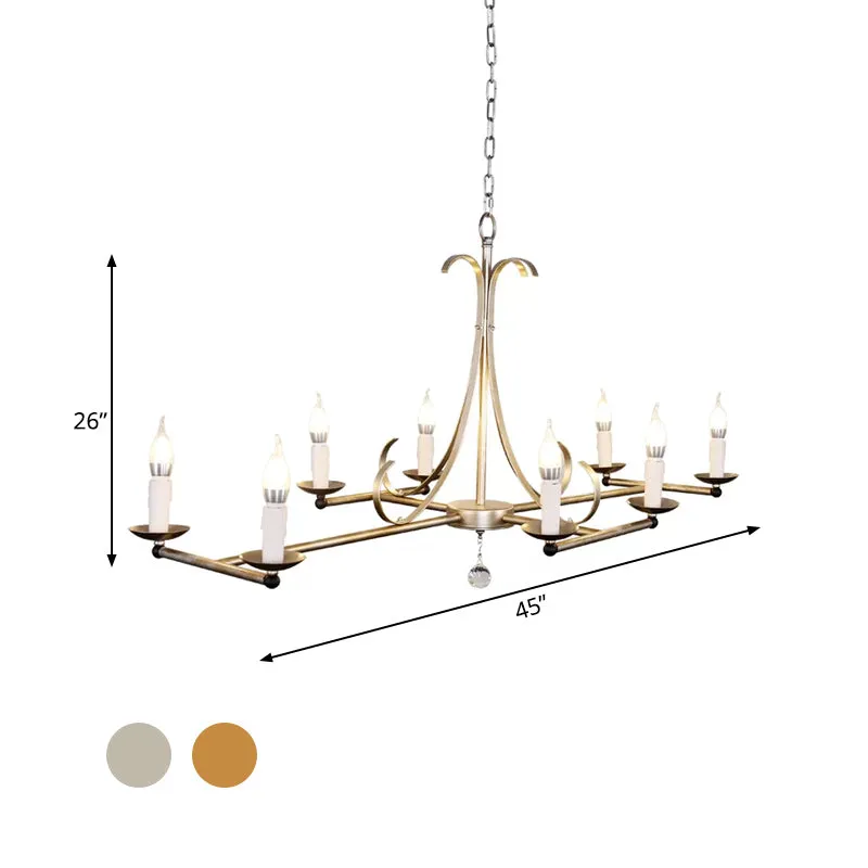 Traditionele kaarsvormige hanglamp met 8 lampen Metalen eilandkroonluchterlicht goud/zilver Clearhalo