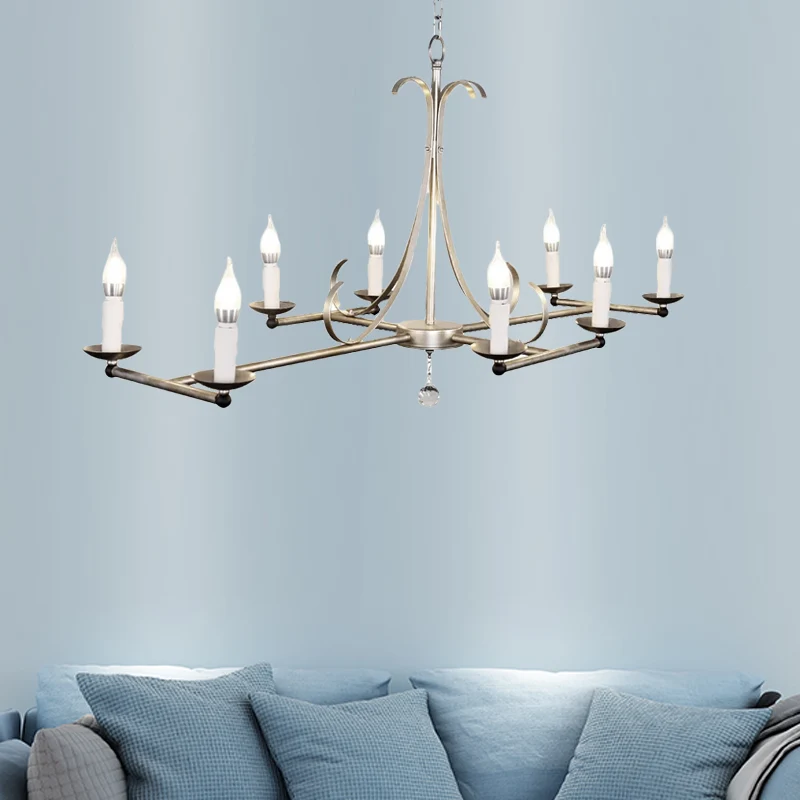 Traditionele kaarsvormige hanglamp met 8 lampen Metalen eilandkroonluchterlicht goud/zilver Clearhalo