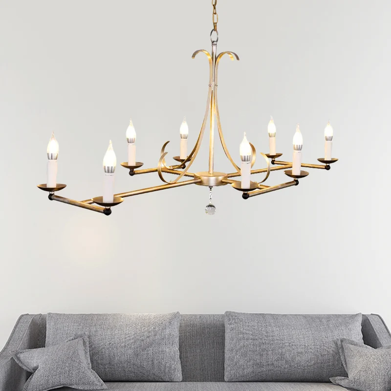 Traditionele kaarsvormige hanglamp met 8 lampen Metalen eilandkroonluchterlicht goud/zilver Clearhalo
