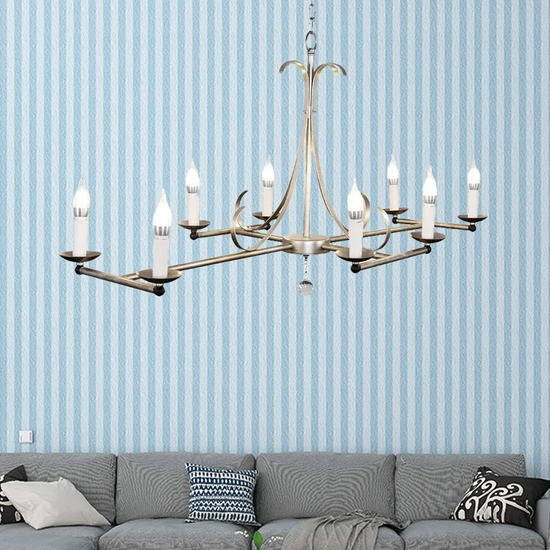 Traditionele kaarsvormige hanglamp met 8 lampen Metalen eilandkroonluchterlicht goud/zilver Clearhalo