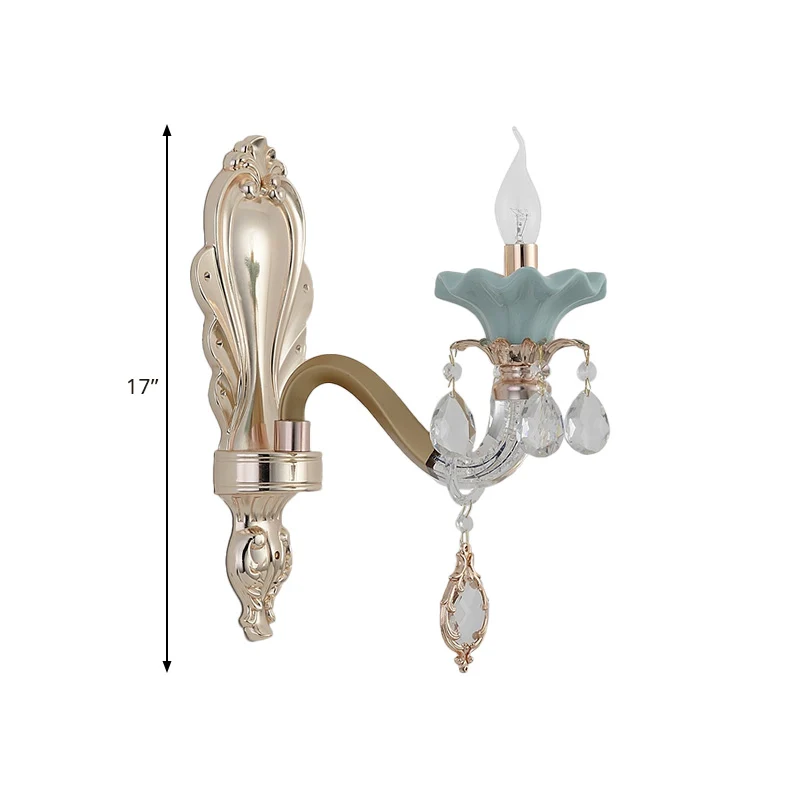 Traditionele kaars-wandverlichting Idee 1/2-lichts kristallen wandmontage lamparmatuur goud Clearhalo
