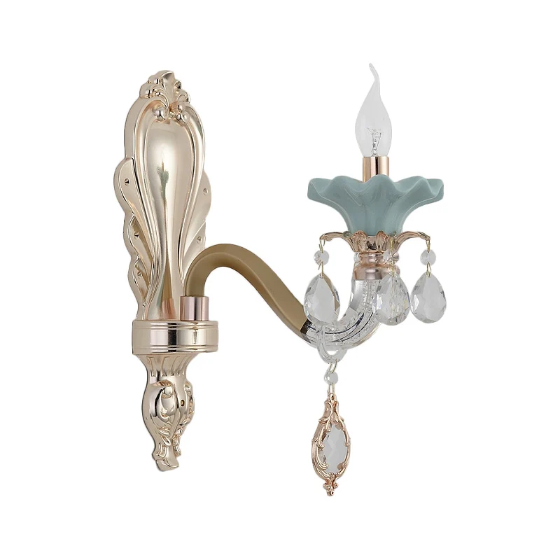 Traditionele kaars-wandverlichting Idee 1/2-lichts kristallen wandmontage lamparmatuur goud Clearhalo