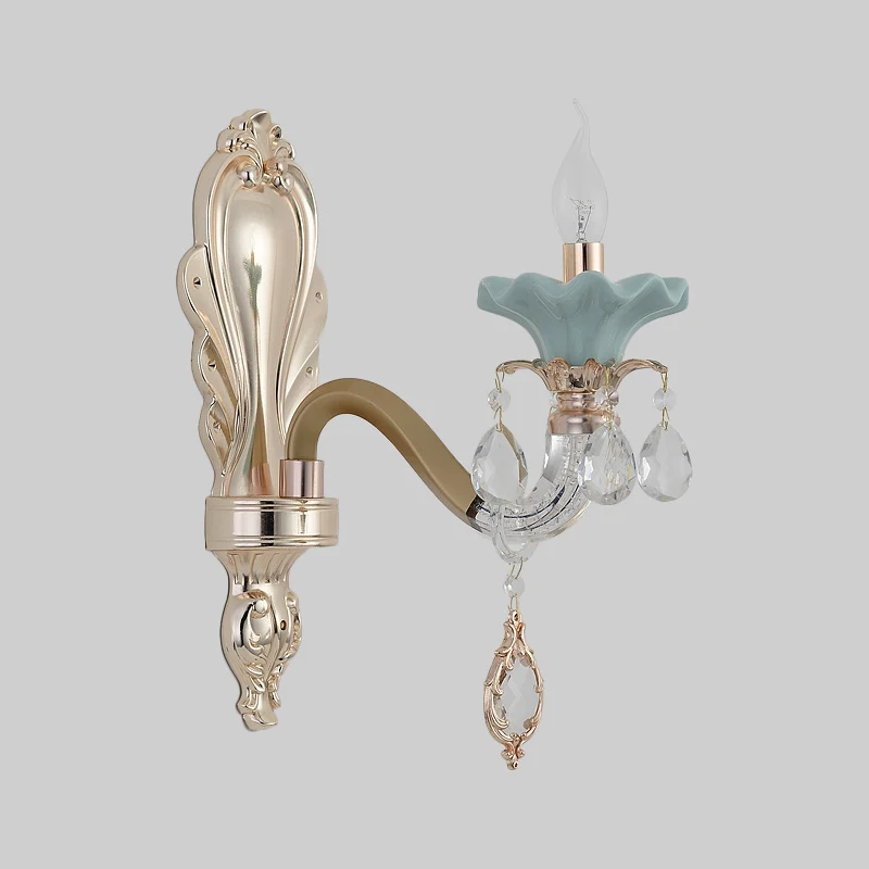 Traditionele kaars-wandverlichting Idee 1/2-lichts kristallen wandmontage lamparmatuur goud Clearhalo