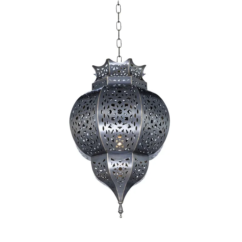 Traditionele kalebasvormige hanglamp met 1 kop metalen plafondhanglamp grijs Clearhalo