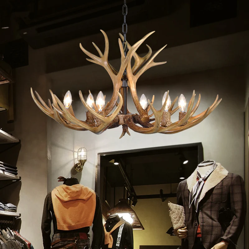 Traditionele kandelaar hangende hanger 3/5/6 lampen hars plafondkroonluchter kaki voor woonkamer Clearhalo