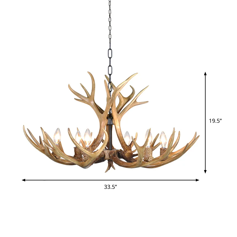Traditionele kandelaar hangende hanger 3/5/6 lampen hars plafondkroonluchter kaki voor woonkamer Clearhalo
