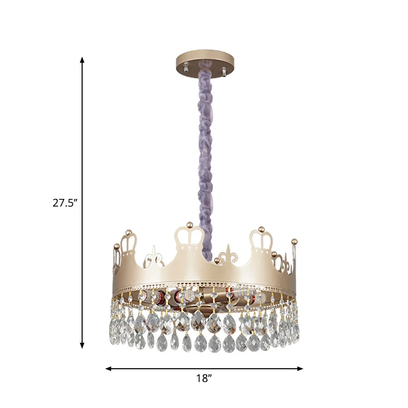 Traditionele kroonkroonluchterlamp met 6 koppen helder kristalaccenten hanglicht goud Clearhalo