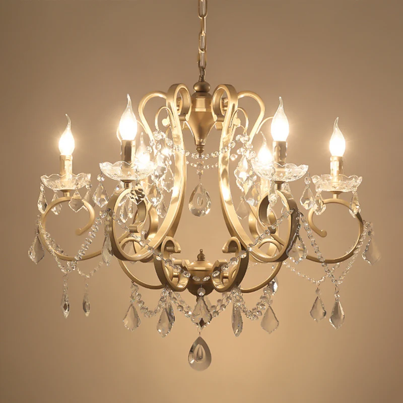 Traditionele metalen hanglamp met zwevende armkroonluchter en kristallen accent goud Clearhalo
