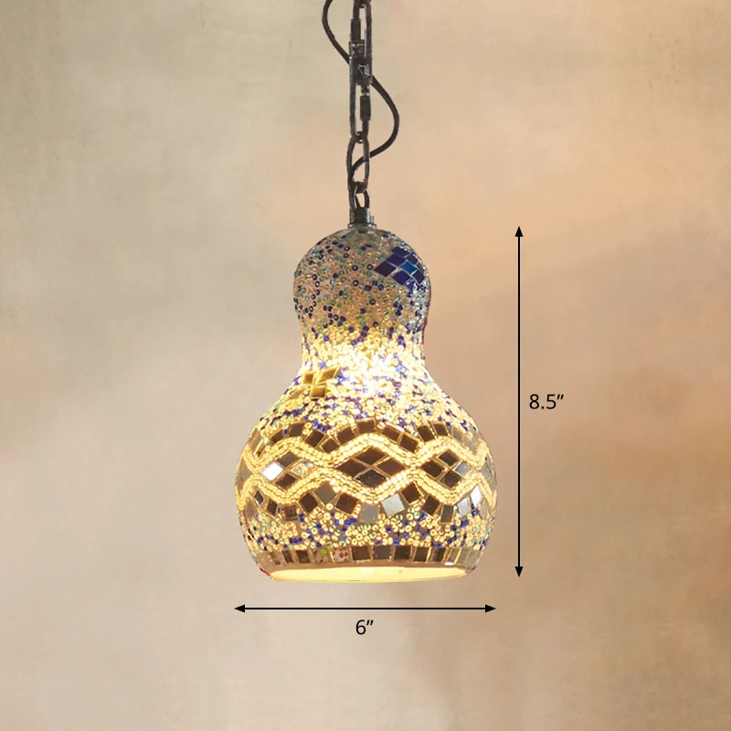 Traditionele peervormige ophangverlichting 1-lichts glas--lood hangende plafondlamp voor restaurant Clearhalo