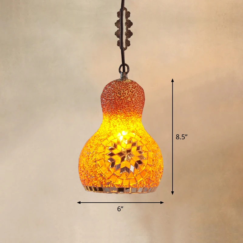 Traditionele peervormige ophangverlichting 1-lichts glas--lood hangende plafondlamp voor restaurant Clearhalo