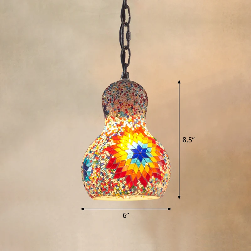 Traditionele peervormige ophangverlichting 1-lichts glas--lood hangende plafondlamp voor restaurant Clearhalo