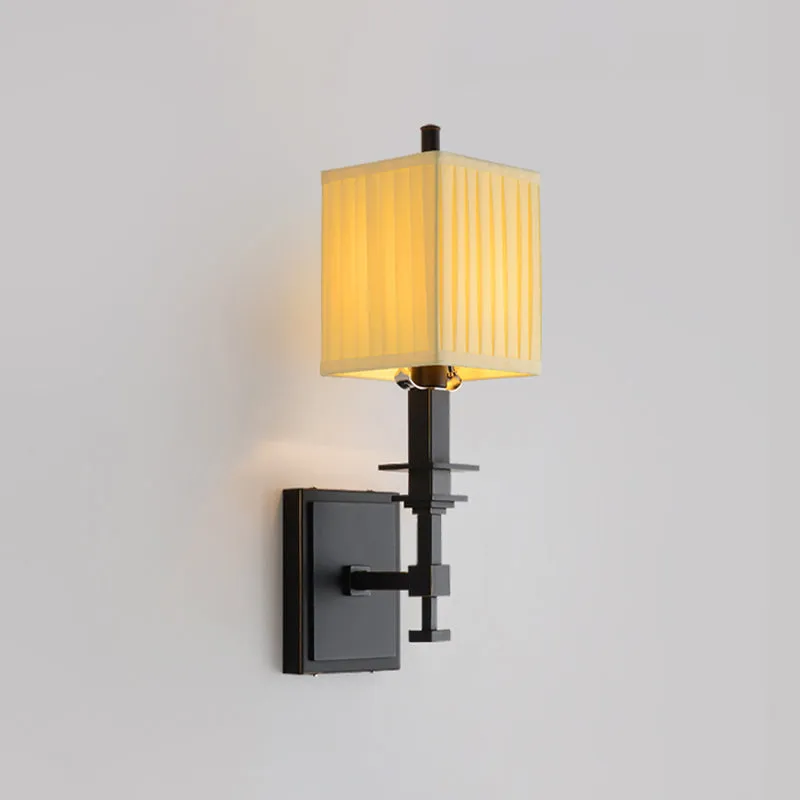 Traditionele rechthoekige wandlamp, 1/2-lichte stoffen wandkandelaar, verlichting wit Clearhalo