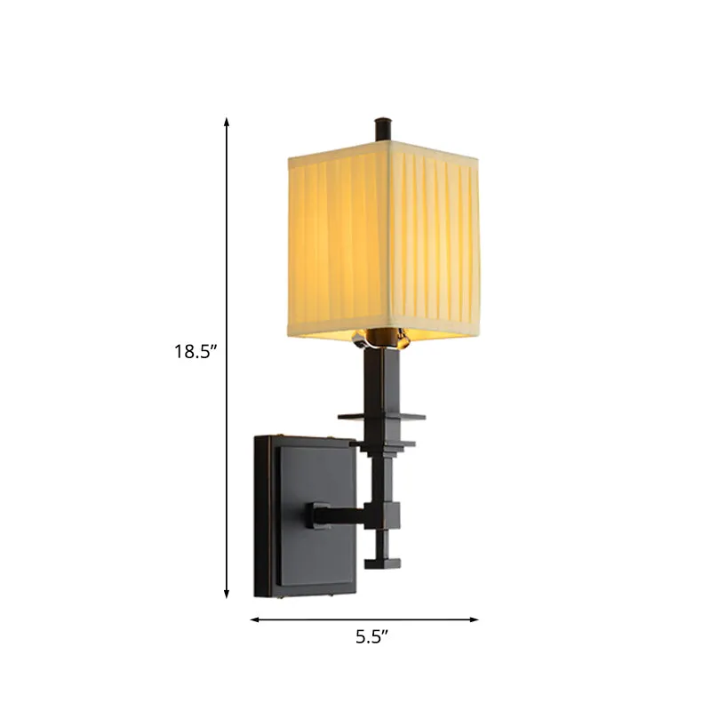 Traditionele rechthoekige wandlamp, 1/2-lichte stoffen wandkandelaar, verlichting wit Clearhalo
