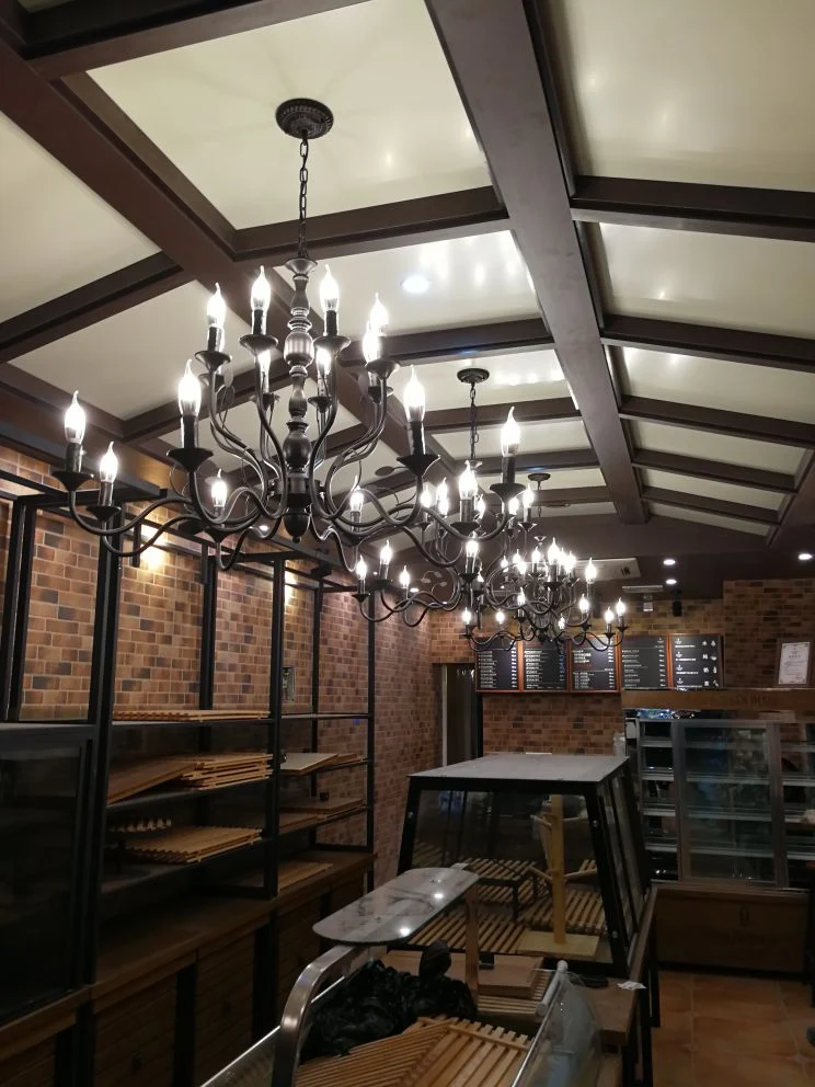 Traditionele ronde arm hangende kroonluchter 10/12/16 lampen Metalen ophanging hanglamp zwart voor woonkamer Clearhalo