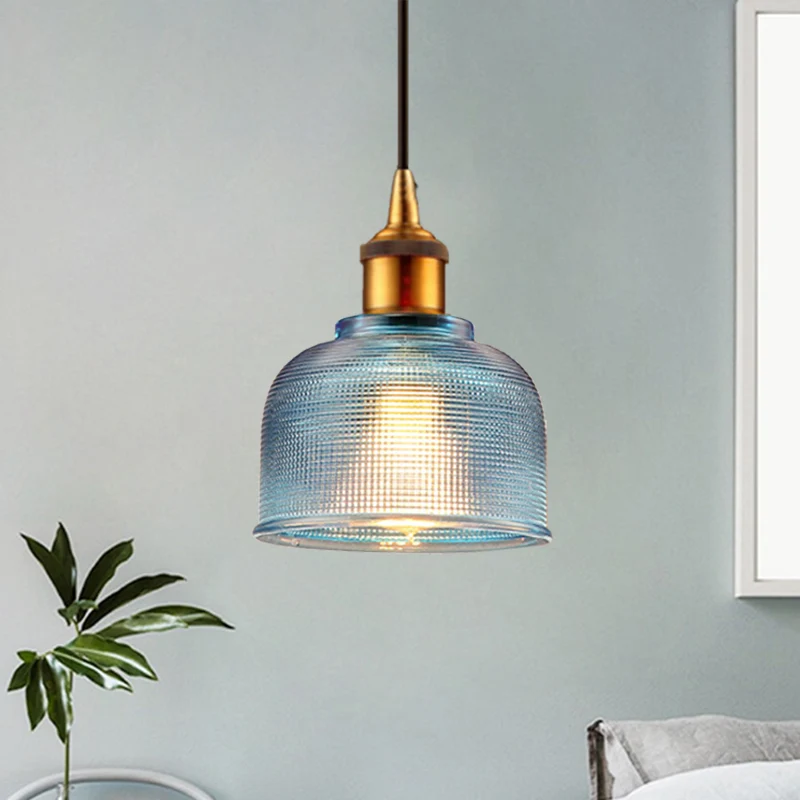 Traditionele stijlvolle hanglamp, bekerschaduw, 1 hoofdrooster, glazen hanglamp voor woonkamercafé Clearhalo