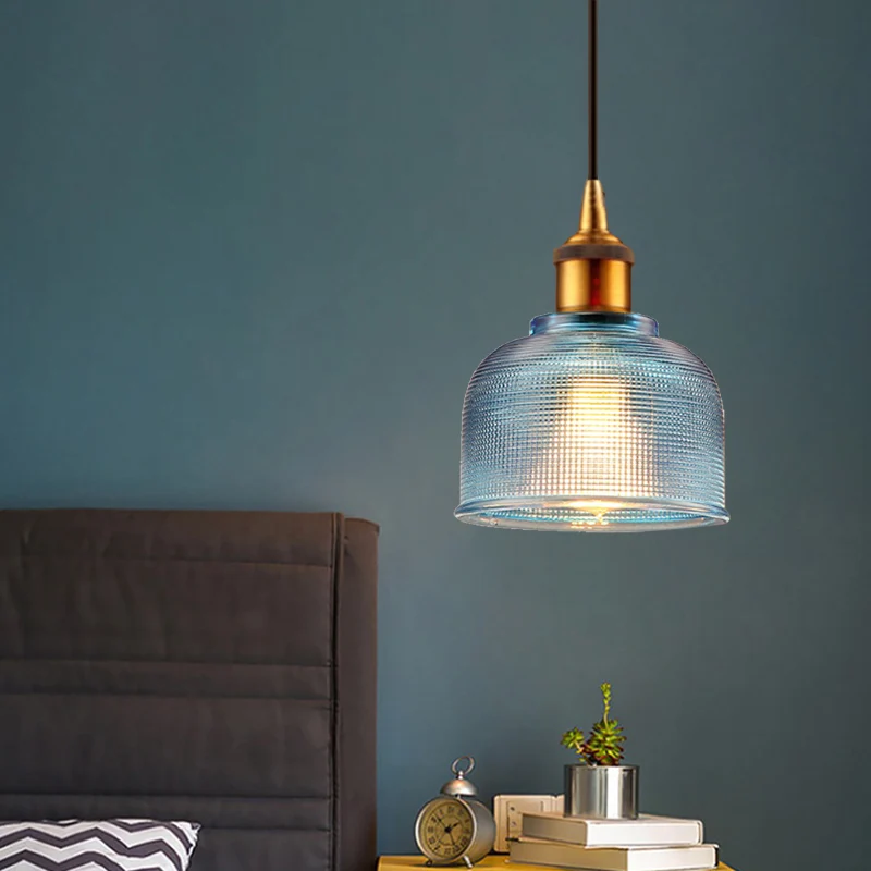 Traditionele stijlvolle hanglamp, bekerschaduw, 1 hoofdrooster, glazen hanglamp voor woonkamercafé Clearhalo