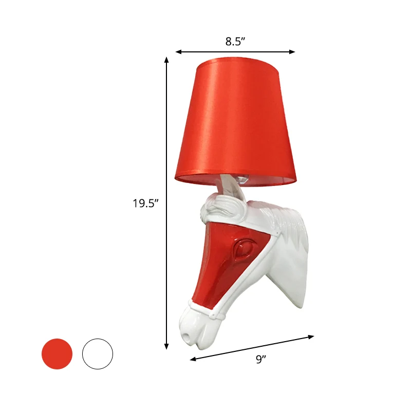 Traditionele taps toelopende schans 1 lamp stof wandmontage verlichting wit/rood voor slaapkamer Clearhalo