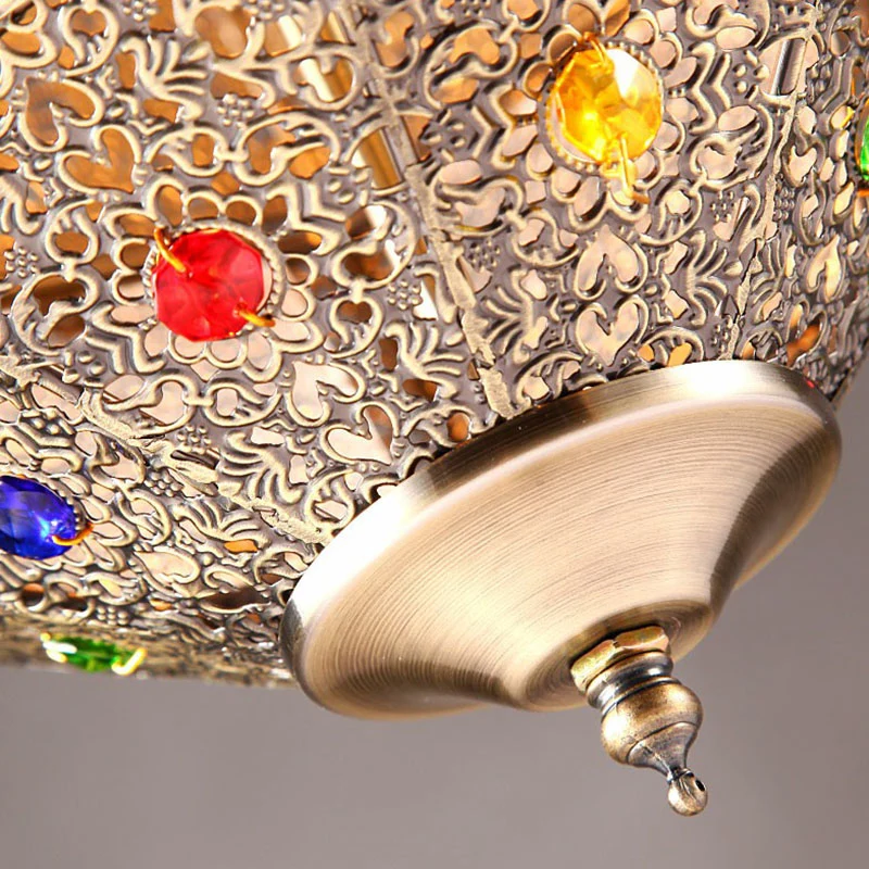 Traditionele uitgeholde hanglamp met 3 lampen en restauranthanglamp brons Clearhalo