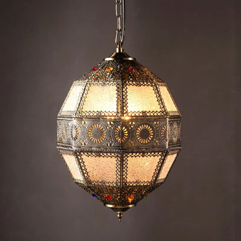 Traditionele uitgeholde hanglamp met 3 lampen en restauranthanglamp brons Clearhalo