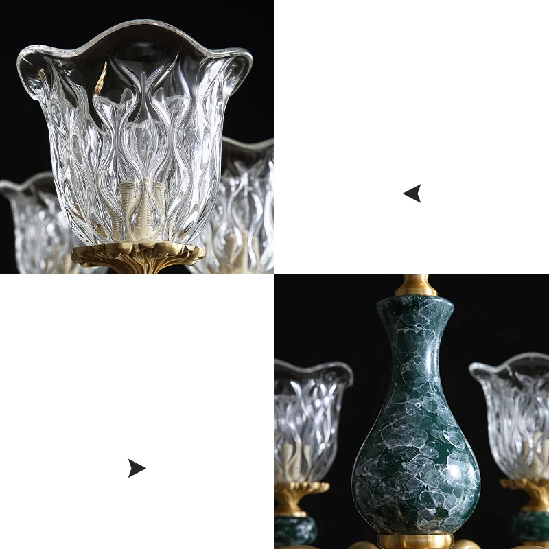 Traditionele uitlopende plafondverlichting Gesneden glazen kroonluchterlamp met rucherand messing Clearhalo