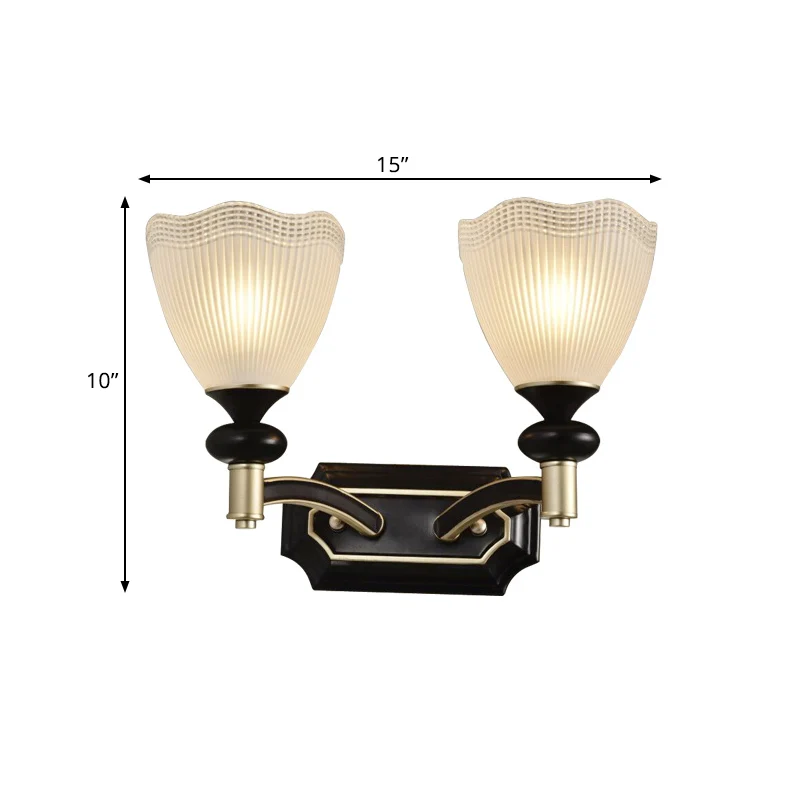 Traliewerk doorschijnende glazen kegel omhoog wandlamp boerderij 1/2 licht binnen wandmontage verlichting zwart en goud Cl...