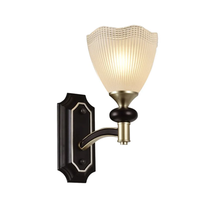 Traliewerk doorschijnende glazen kegel omhoog wandlamp boerderij 1/2 licht binnen wandmontage verlichting zwart en goud Cl...