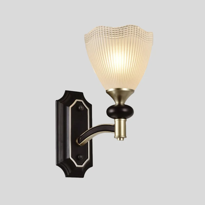 Traliewerk doorschijnende glazen kegel omhoog wandlamp boerderij 1/2 licht binnen wandmontage verlichting zwart en goud Cl...
